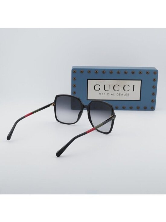 Gucci GG0544S 007 Square Sunglasses - Shiny Black/Grey Gradient main image 8